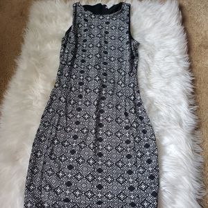 Black and white midi length dress